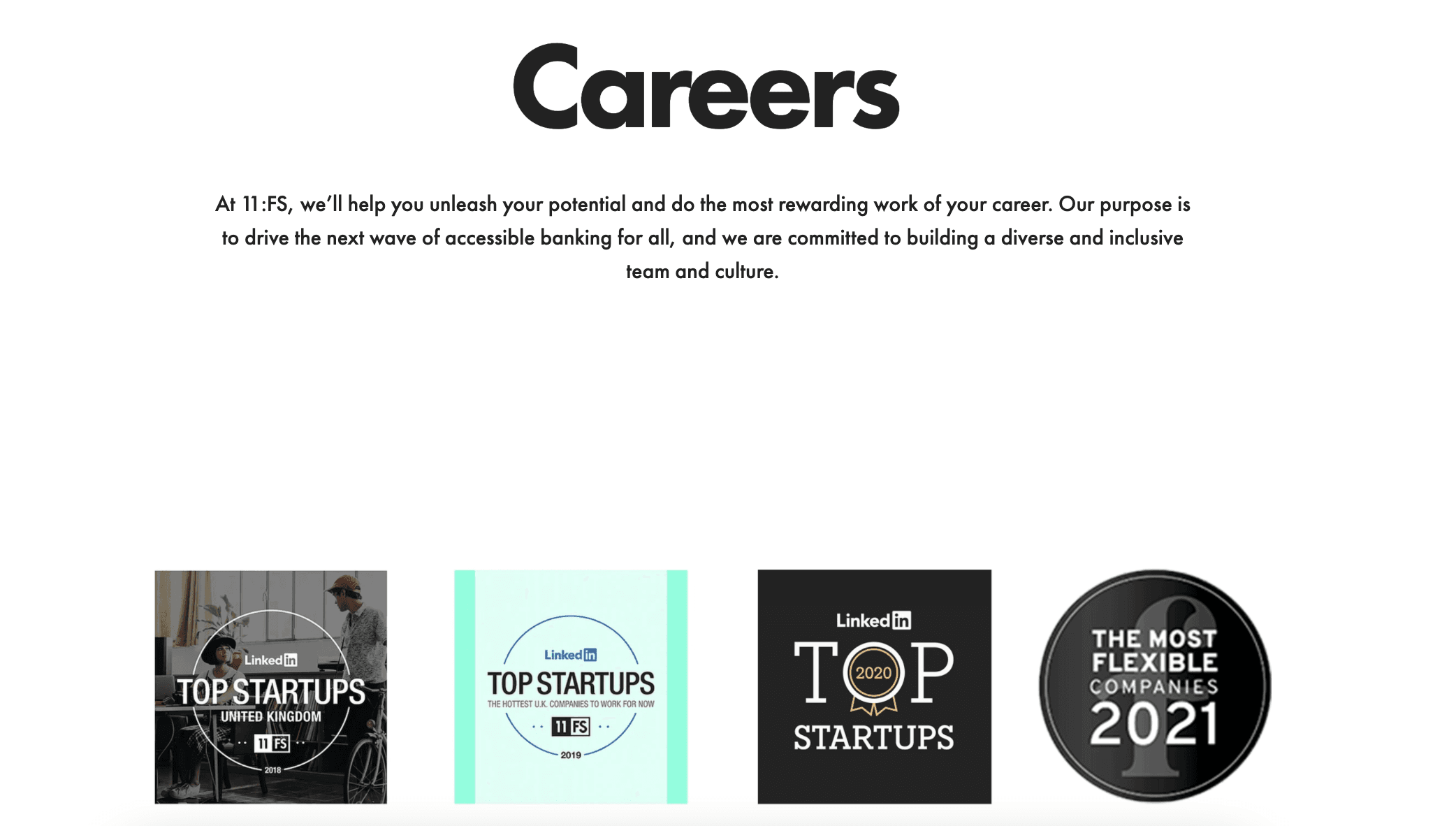 11:FS's careers page displaying the black "most flexible companies" stamp